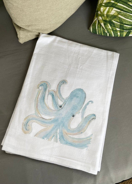 Blue Octopus Tea Towel