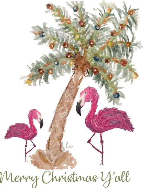 Merry Christmas Y&#39;all Flamingo
