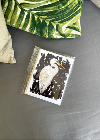 Navy Egret Note Cards