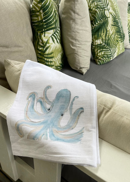 Blue Octopus Tea Towel