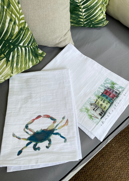 Rainbow Row Tea Towel