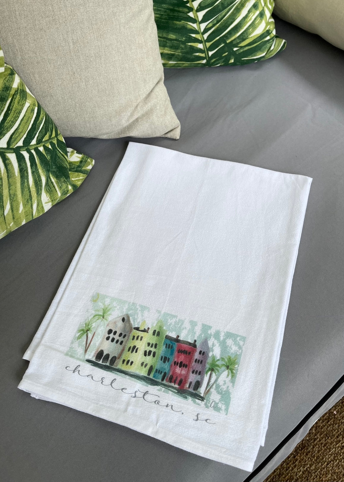Rainbow Row Tea Towel