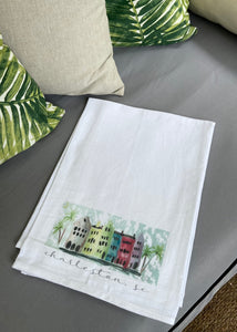 Rainbow Row Tea Towel