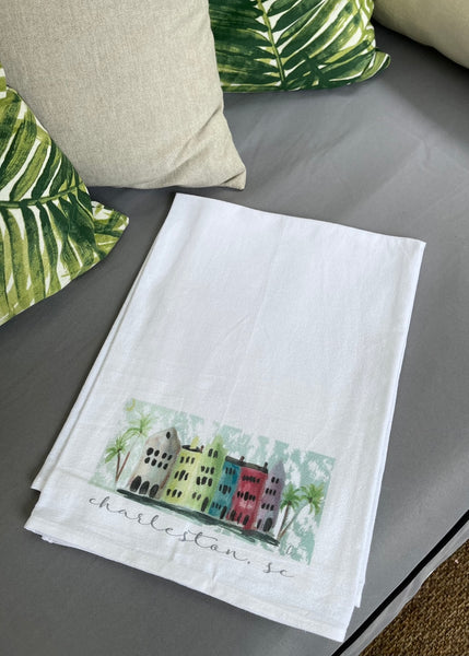 Rainbow Row Tea Towel