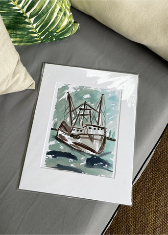 Shrimp Boat Matted Print