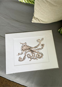 Gray Octopus Matted Print