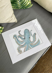 Blue Octopus Matted Print