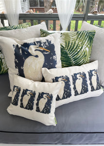 Navy Egret Pillow