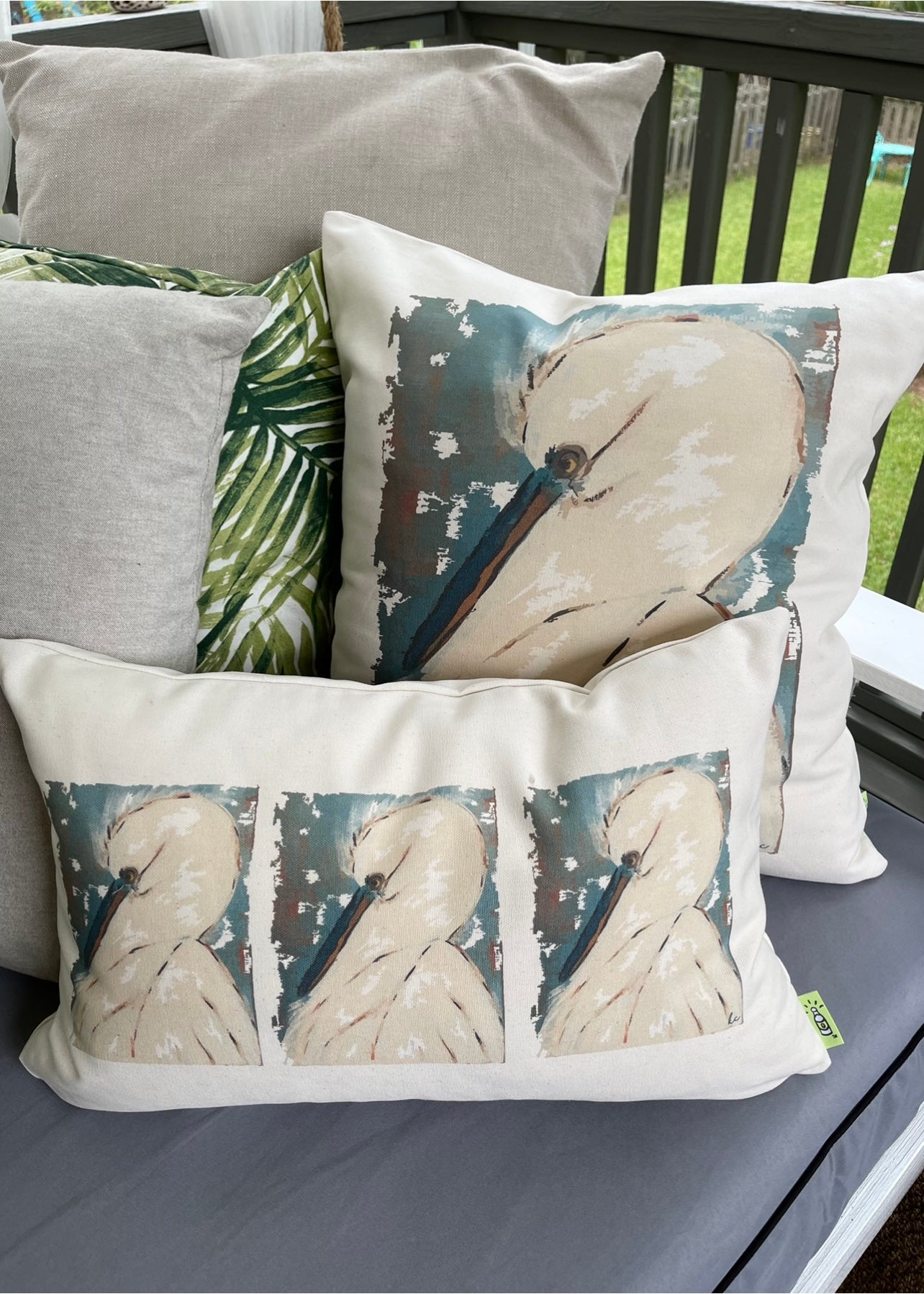 Teal Egret Pillow